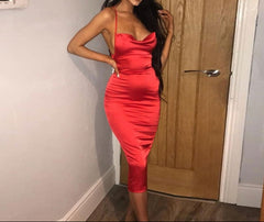 Women Satin Elegant Party Dress