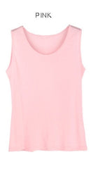 Real Silk Solid Basic Vest O-Neck Tank Top