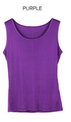 Real Silk Solid Basic Vest O-Neck Tank Top