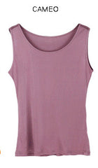 Real Silk Solid Basic Vest O-Neck Tank Top