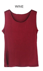 Real Silk Solid Basic Vest O-Neck Tank Top