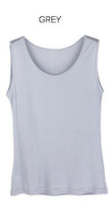 Real Silk Solid Basic Vest O-Neck Tank Top