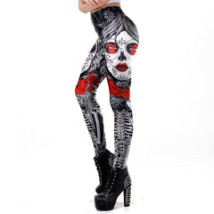 Women's Halloween Sugar Skull Print Leggings