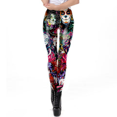 Women's Halloween Sugar Skull Print Leggings