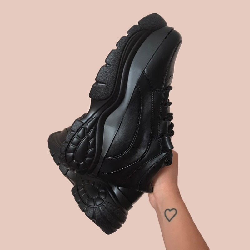 Fashion Woman Leather Sports Sneakers