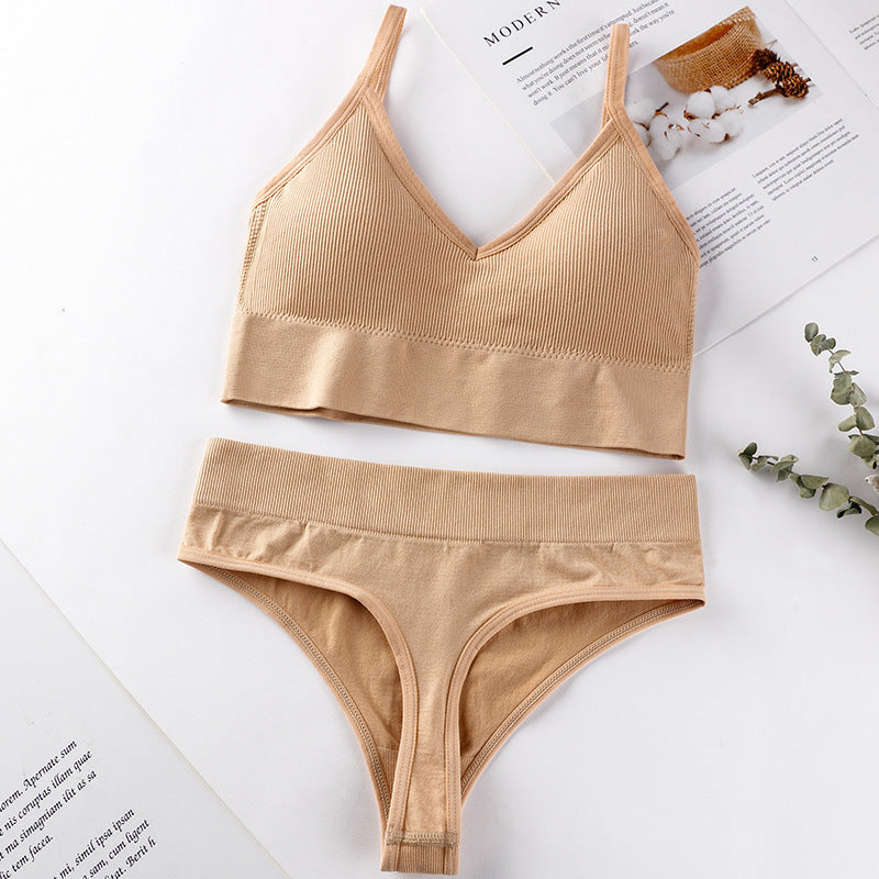 Push-Up Sports Bra & Seamless Thong Set JC