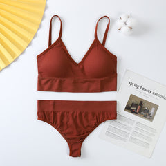 Push-Up Sports Bra & Seamless Thong Set JC