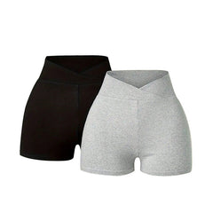 2PCS Trendy High-Rise Skinny Women’s Shorts-