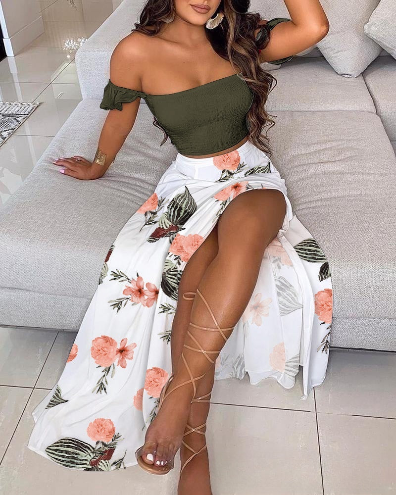White Solid Tube Top Trousers Suit Dress JC