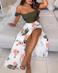 White Solid Tube Top Trousers Suit Dress JC