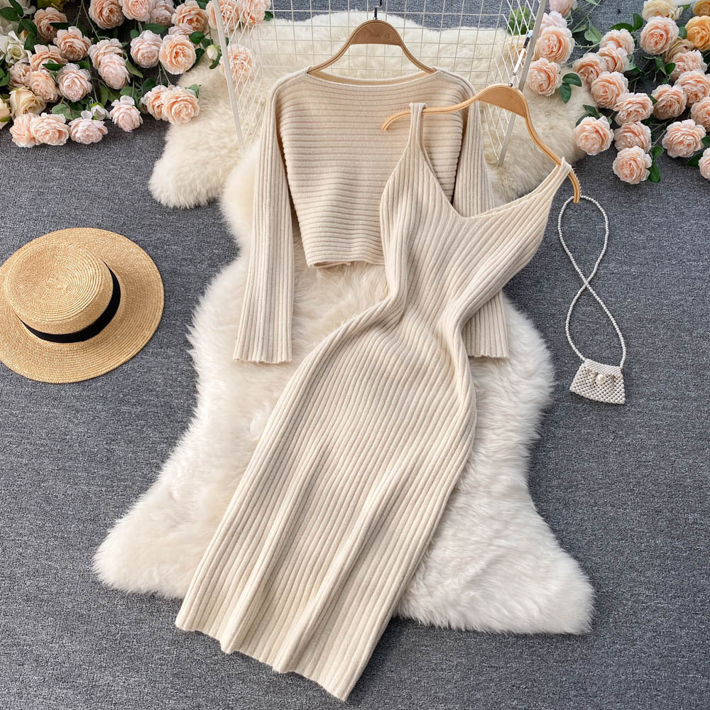 Trendy Vintage Two-Piece V-Neck Set-