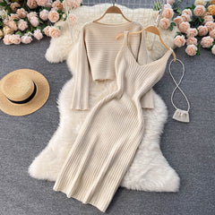 Trendy Vintage Two-Piece V-Neck Set-