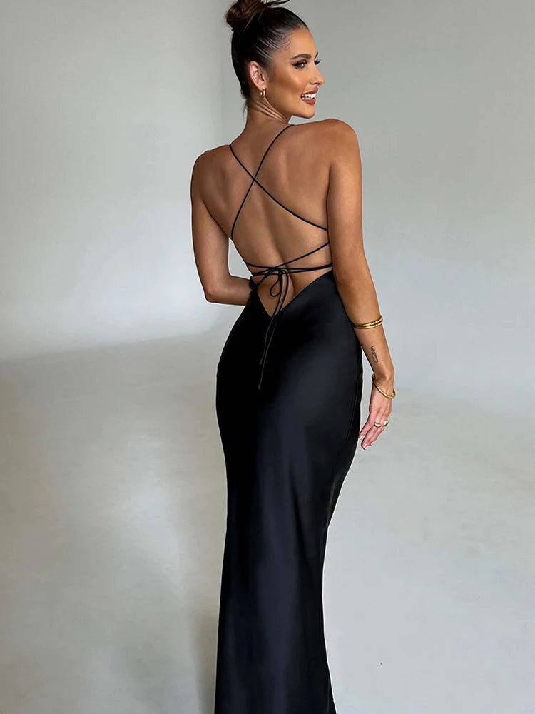 Elegant Satin Bodycon Women Dress