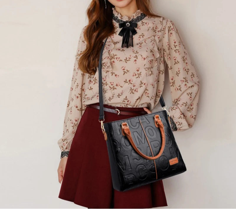 Luxury PU Leather Tote – Large Capacity Travel Crossbody Bag