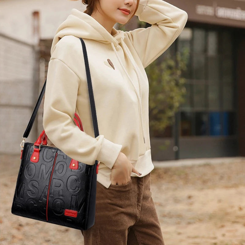Luxury PU Leather Tote – Large Capacity Travel Crossbody Bag