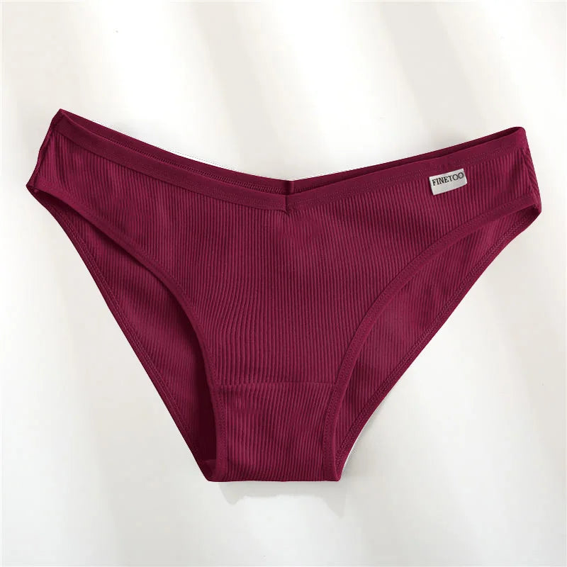 Maroon ribbed underwear with a brand label on a white background