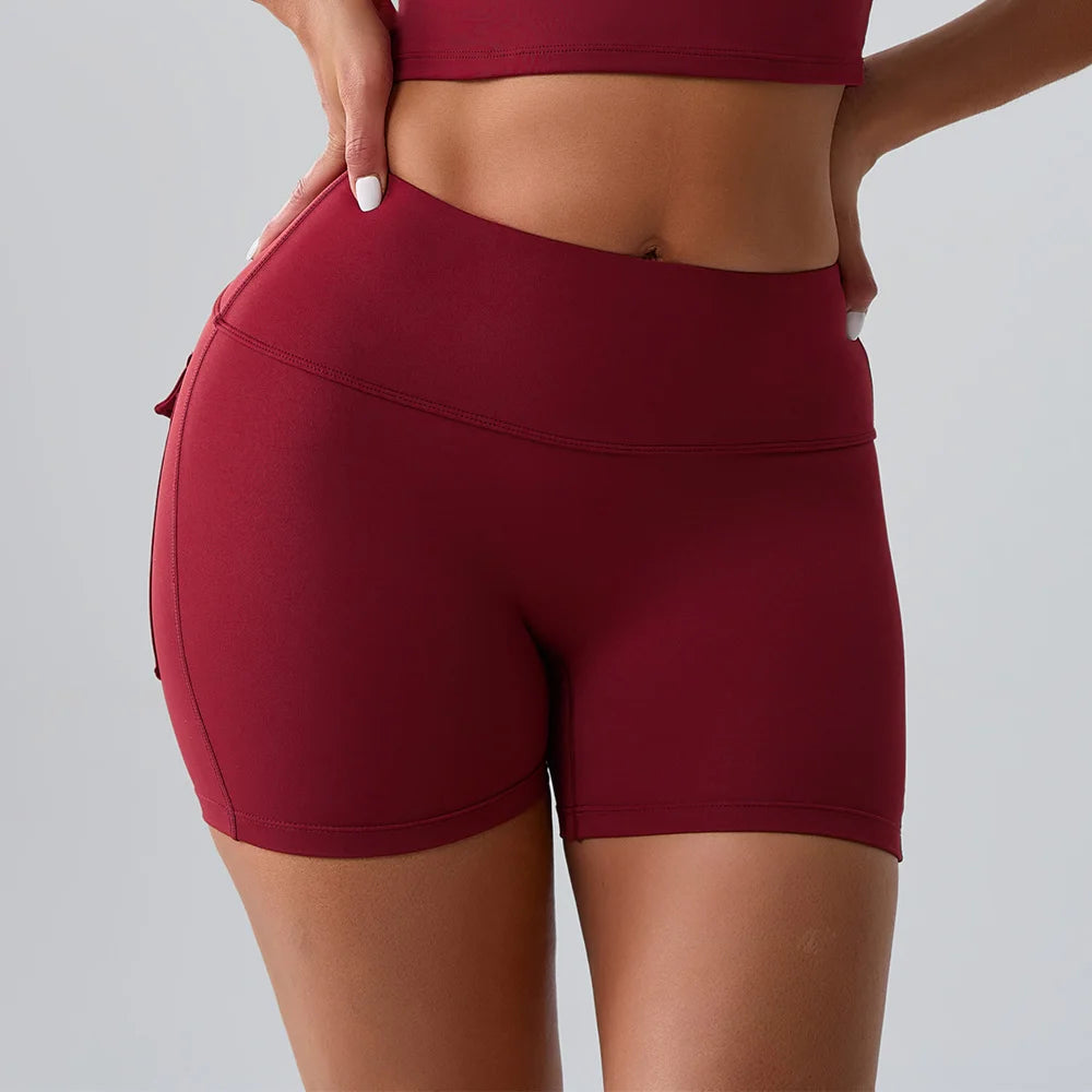 High Waist Pocket Yoga Shorts for Women