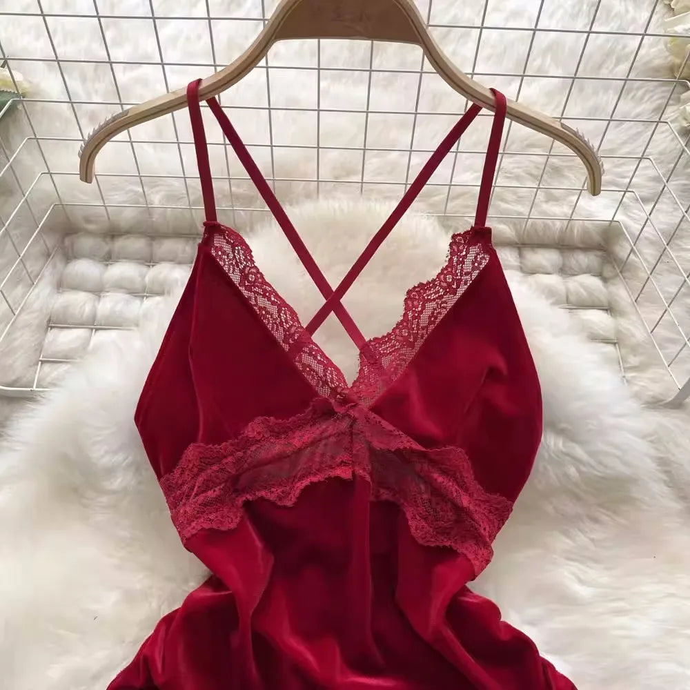Seductive V-Neck Nightwear Set - Erotic Lingerie for Women