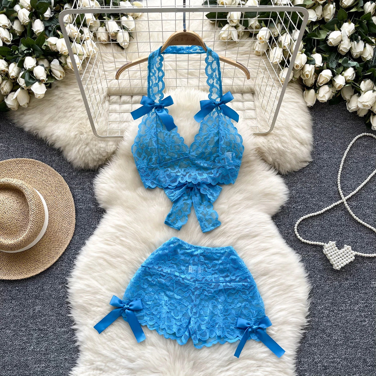 Fashion Bow Lace Sexy Lingerie Set