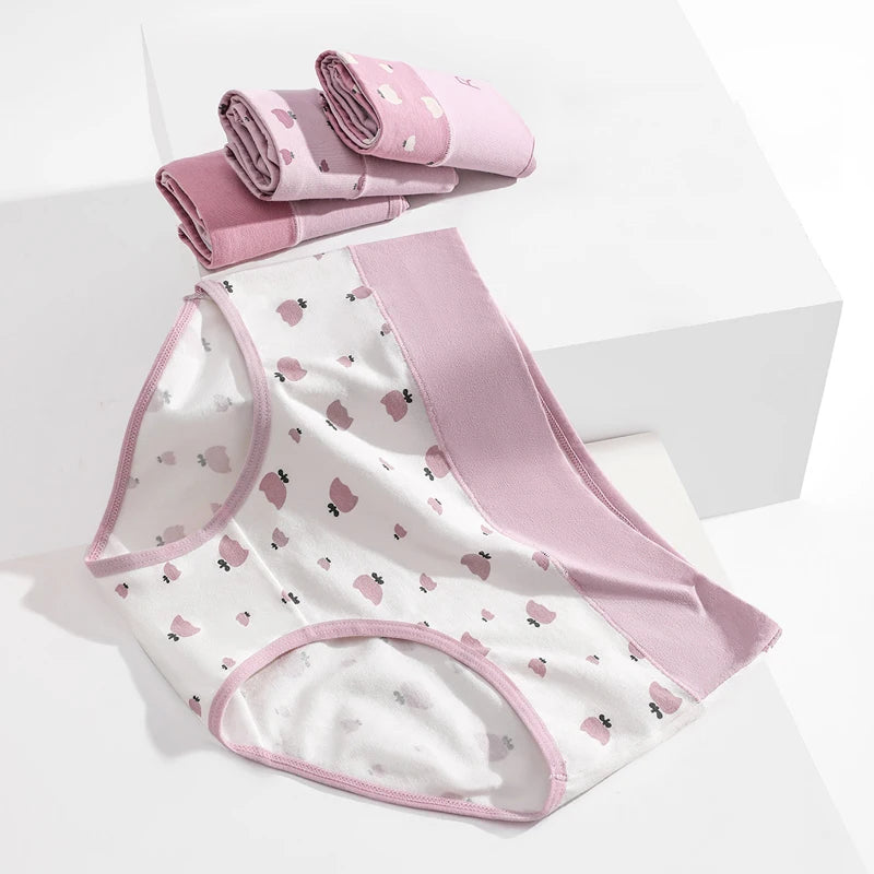 Children's underwear with pink heart pattern on a white background