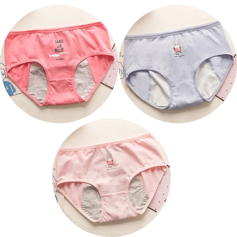 3 PCS Cute Leakproof Period Underwear Set