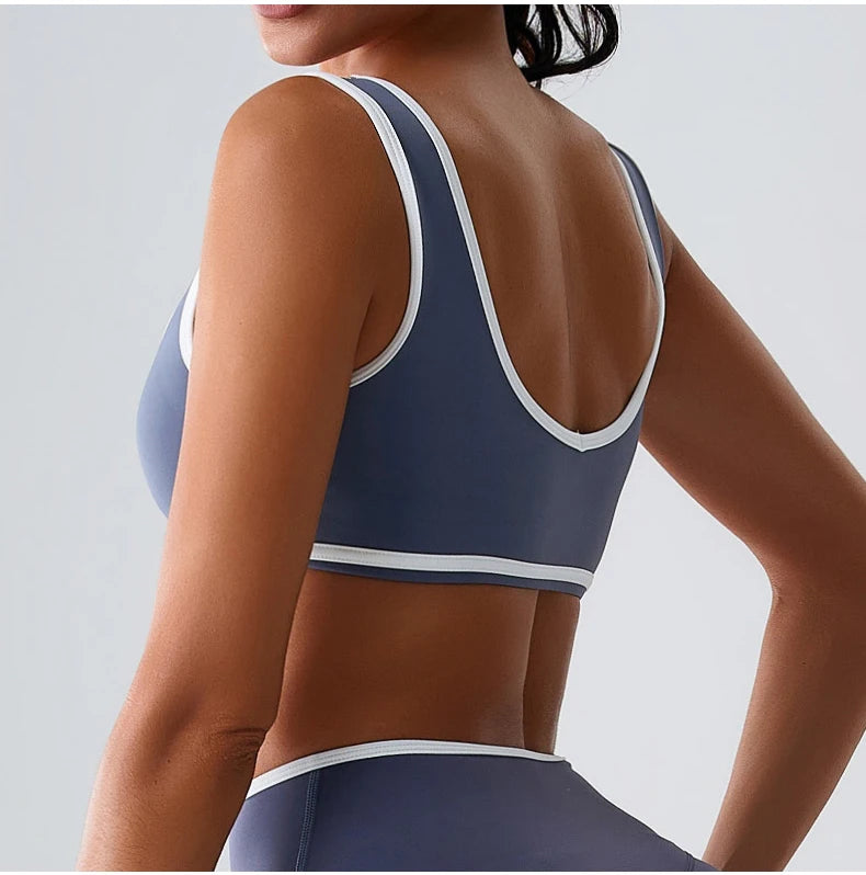 Women’s Push-Up Fitness Crop Bra – Splice Design Tank Top