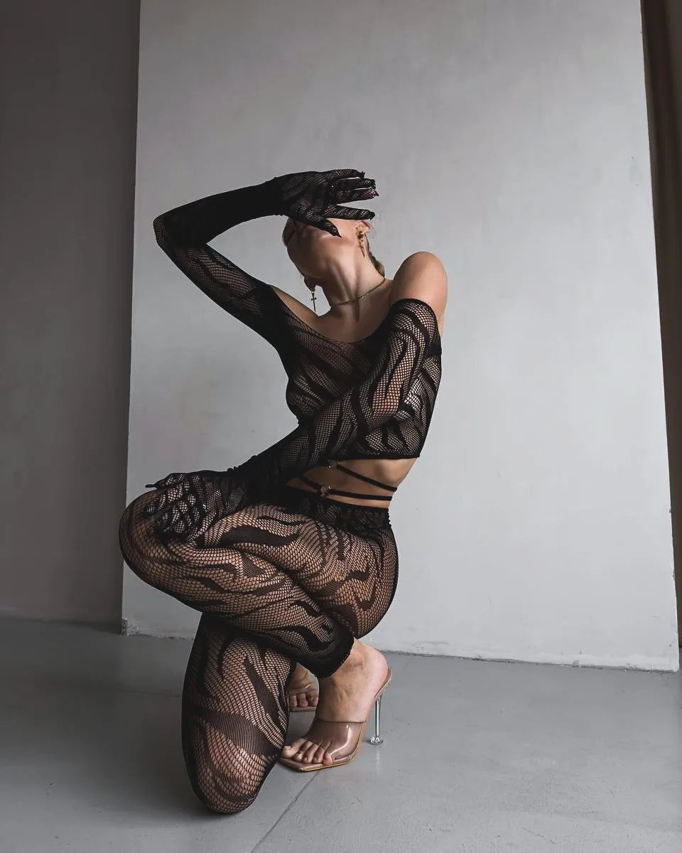 Sheer Mesh Full-Body Lingerie Set – Seductive Nightwear for Women