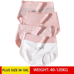 Plus Size Love High Waist Briefs 4pcs