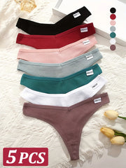 Waffle Knit Thong Panties 5-Pack