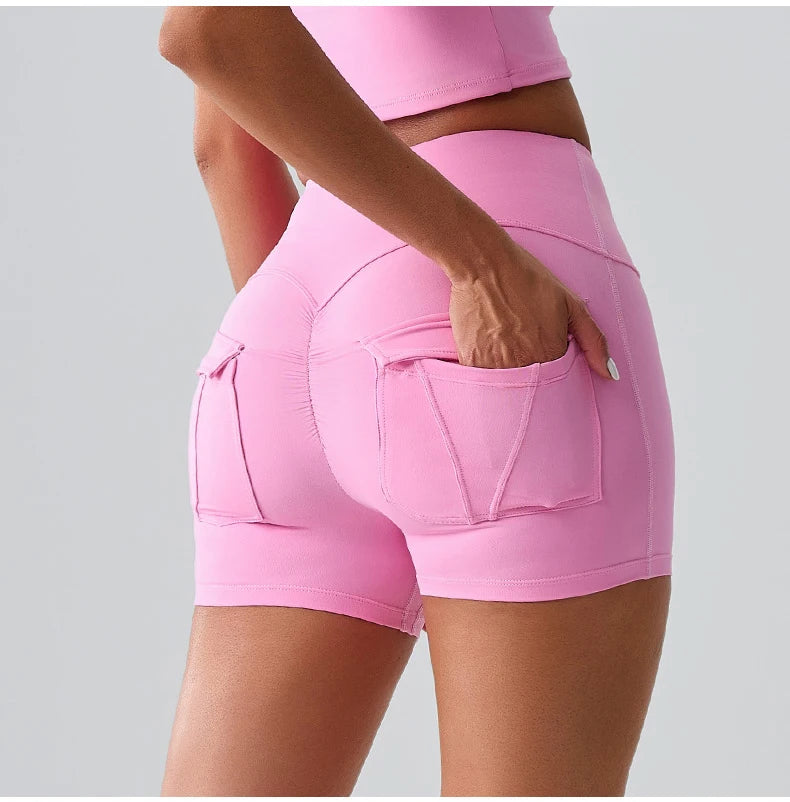 High Waist Pocket Yoga Shorts for Women