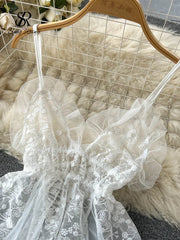 Sheer Lace Ruffled Night Dress