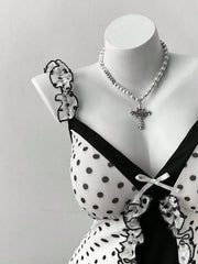 Women's Gingham V-Neck A-Line Knee-Length Dress