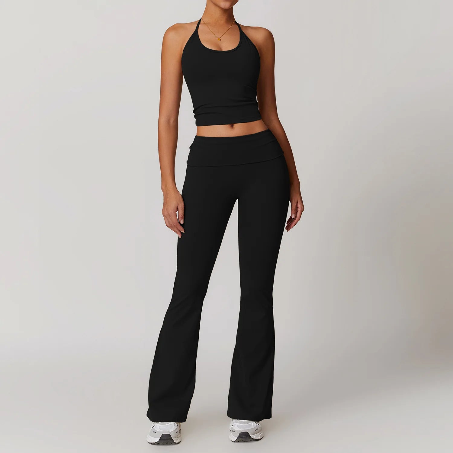 Women’s 2-Piece Yoga Set – Bell-Bottom Pants & Sports Bra