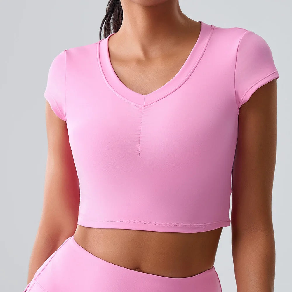 Women’s Short-Sleeved Push-Up Yoga Top
