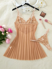 Champagne Floral Lace 2-Piece Chemise Set