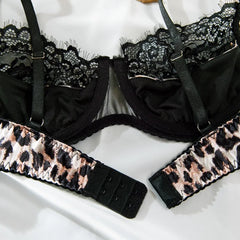 Leopard Print Lingerie Set – Lace & Mesh See-Through