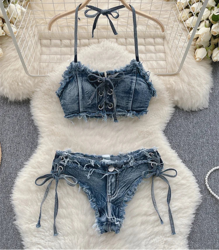 Trendy Denim-Style Women’s Underwear – Fashionable Low-Waist Jeans Panties