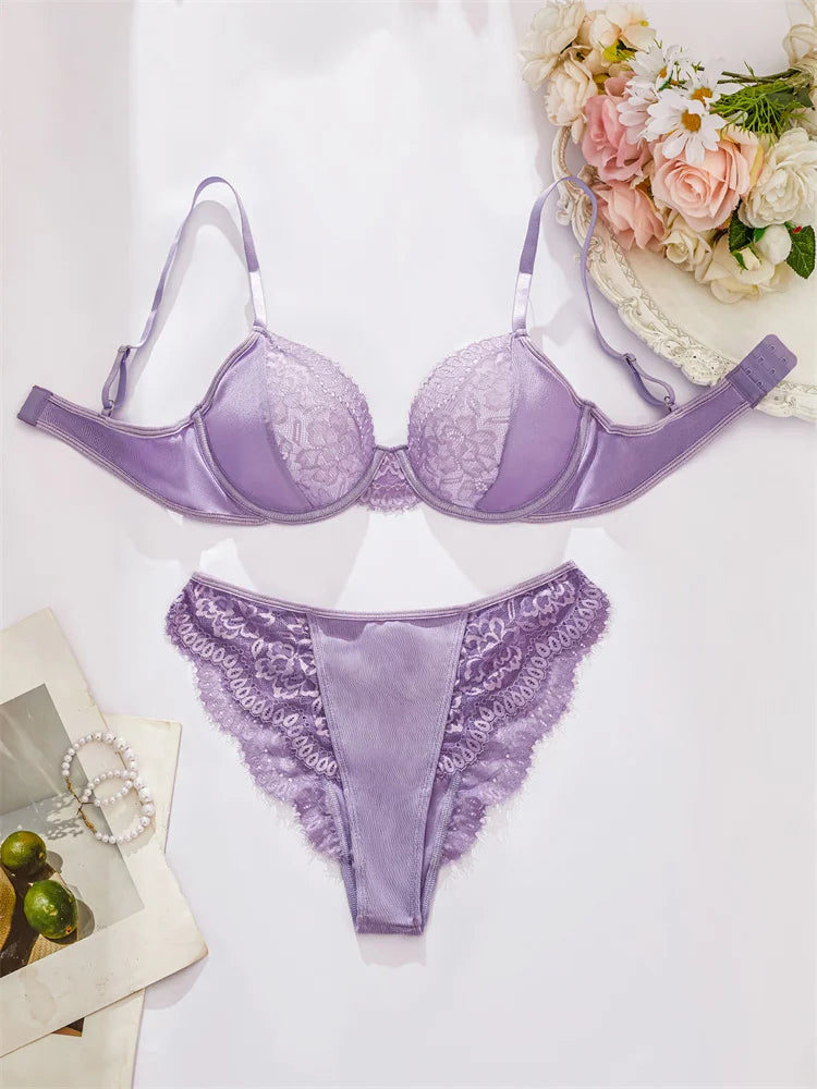 Luxury Sexy Purple Lace Bra & Panty Set