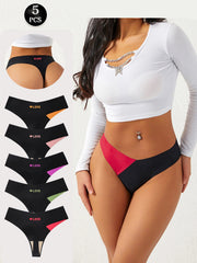 Woman wearing a white top with a model displaying colorful underwear sets on a white background.