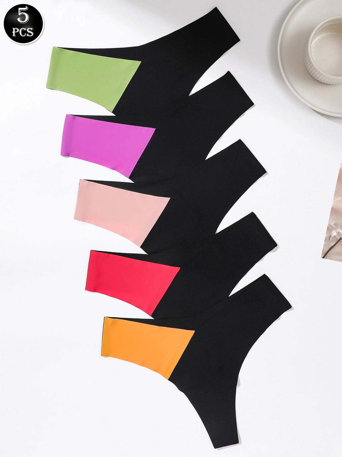 Women's Patchwork Seamless Five-Piece Briefs Set