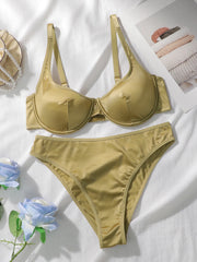 Glossy Satin Underwire Bra Panty Set