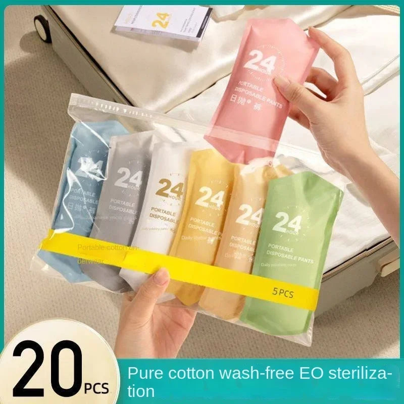 Set of 20 pure cotton wash-free EO sterilization packets in various colors held by a hand.