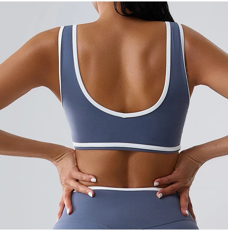 Women’s Push-Up Fitness Crop Bra – Splice Design Tank Top