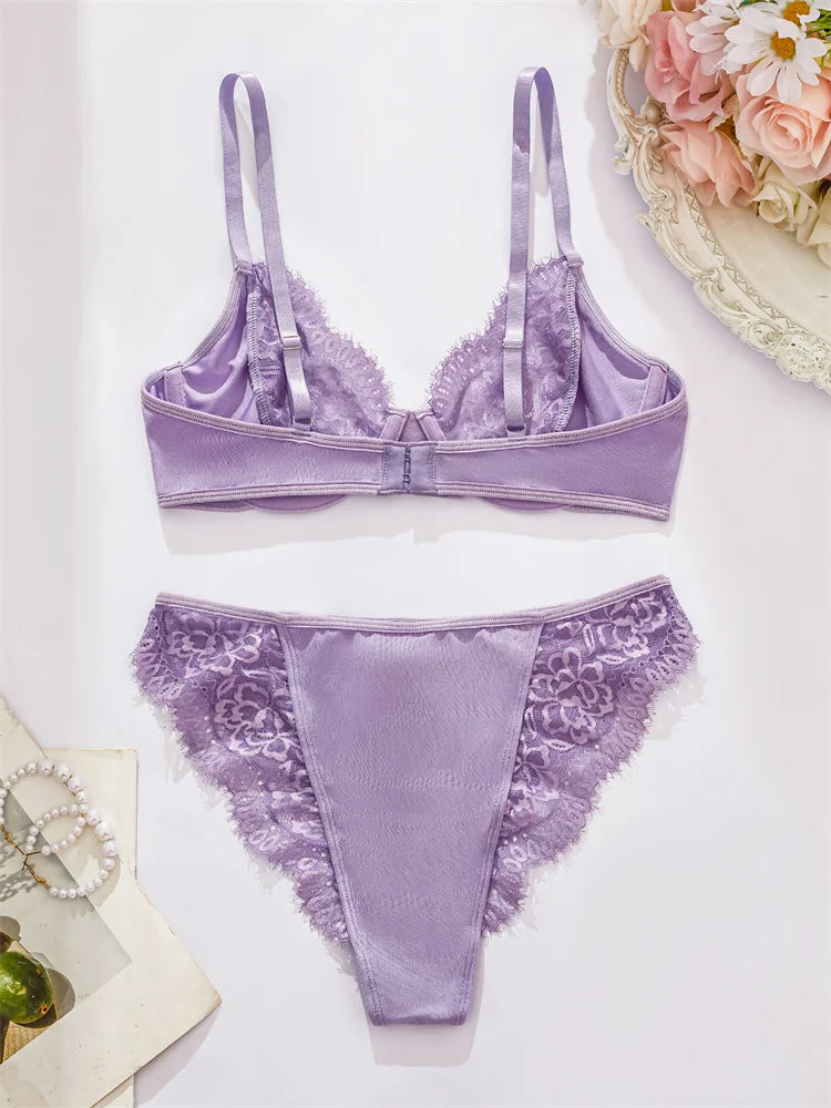Luxury Sexy Purple Lace Bra & Panty Set