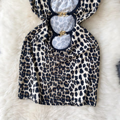 Halter Leopard Print Bodycon Dress – Backless & Hollow-Out