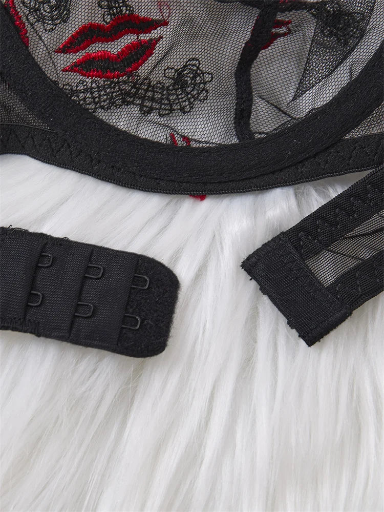 Sexy Red Lip Lingerie Set