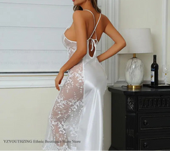 Lace Hollow Satin Mini Nightdress