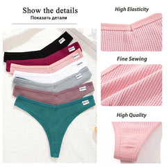 Waffle Knit Thong Panties 5-Pack