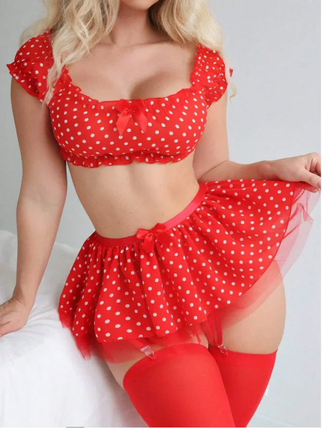 Sexy Polka Dot Mesh Lingerie Set