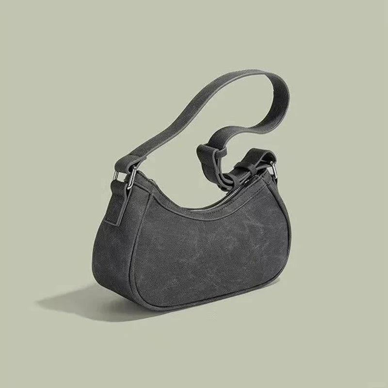 Cool Grey Vintage Shoulder Bag – Grunge-Inspired Designer Handbag for Women